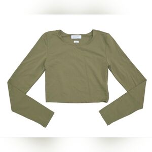 Aritzia Babaton Contour Crew Cropped Longsleeve Olive Green Size Small